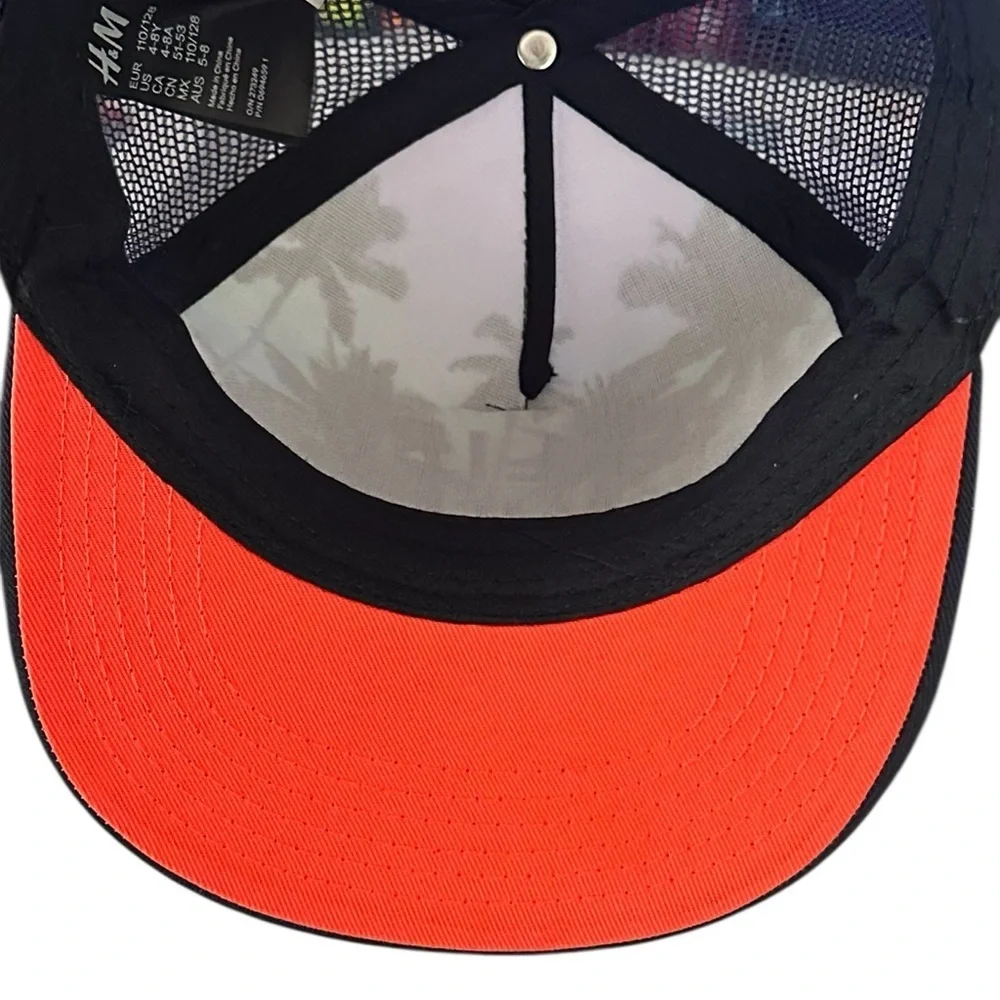 H&M woven fabric cap with a front Malibu Beach motif.NWOT.